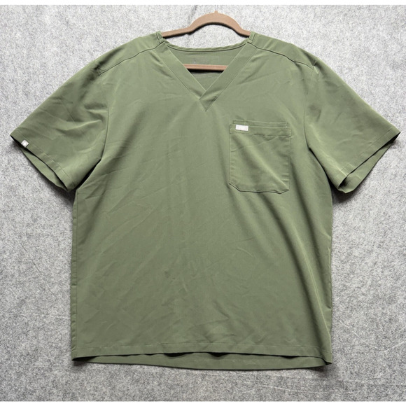 FIGS Leon Scrub Top Shirt Mens 2XL Green V Neck Technical Collection Pocket - Picture 1 of 12